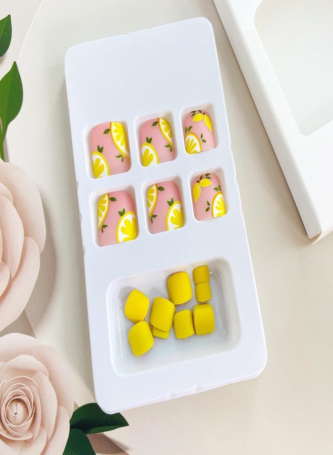 Vopintpy Yellow Lemon Press on Toenails Short Square Toenails Spring Summer Matte Toe Nails Full Cover Toe Nails for Women - Image 4